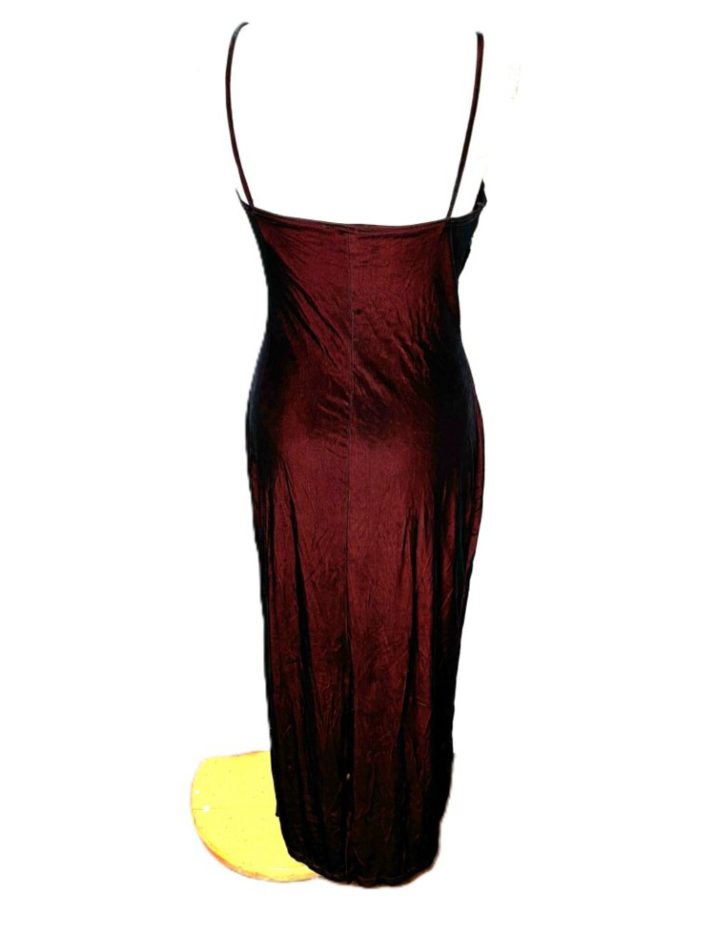 * Vtg Scene Y2K Burgundy Panne Velvet Body Skimming Maxi dress Sz 13 - Picture 11 of 16